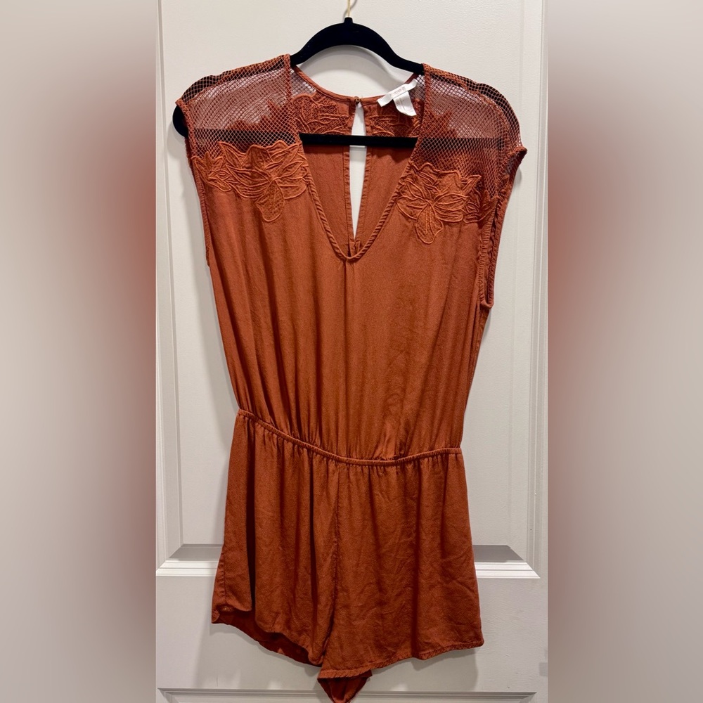 Forever 21 Burnt Orange Lace detailed Romper